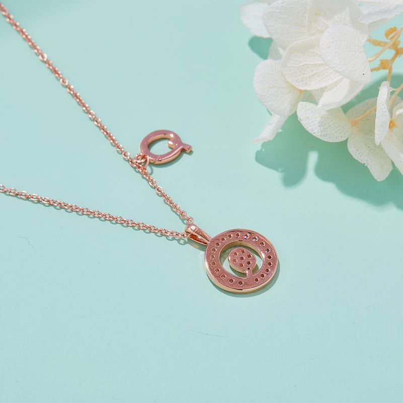 Q-style pendant S925 silver plated rose gold Moissanite diamond light luxury letter necklace